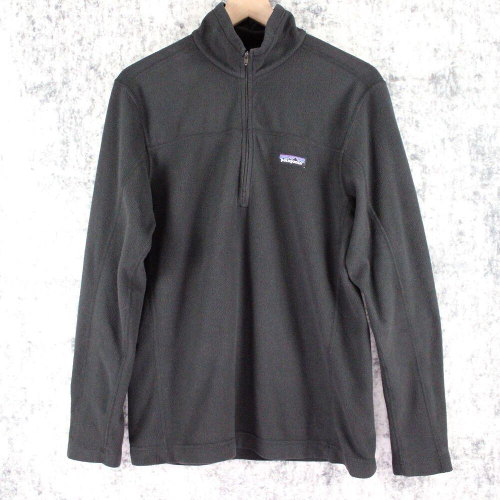 Patagonia Men's Size M Black 1/4 Zip Micro D Fleece Pullover STY 26176